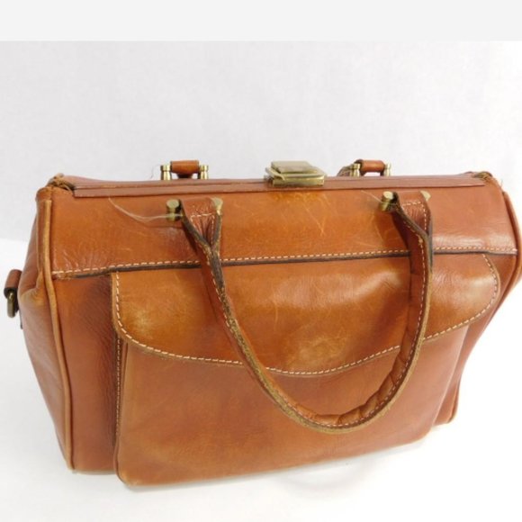 Patricia Nash Handbags - Vintage Patricia Nash Brown Leather Doctor Bag Purse